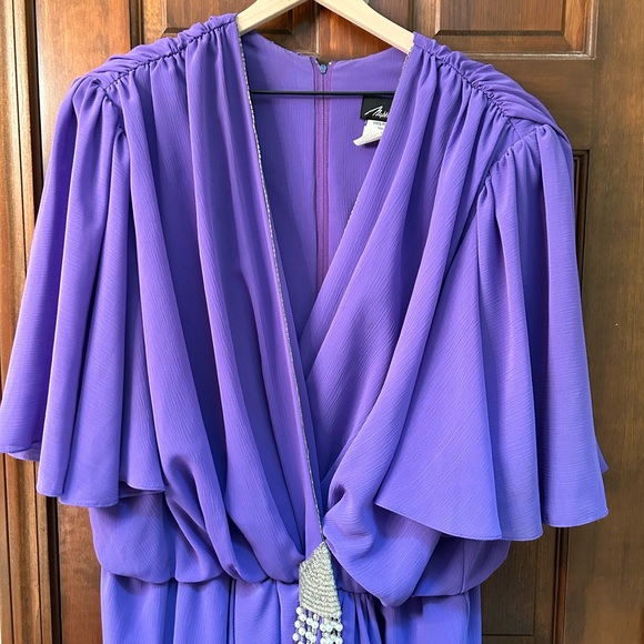 VTG Amazing 80s Lavender Pantsuit with Bling accents. By Nightworks Size 26w. - Picture 3 of 12